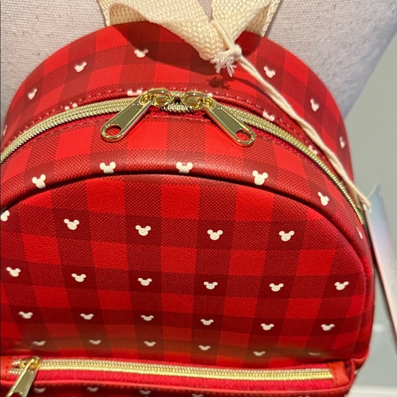 Disney 100 Red Checkered Backpack with Characters NWTS - Picture 3 of 13